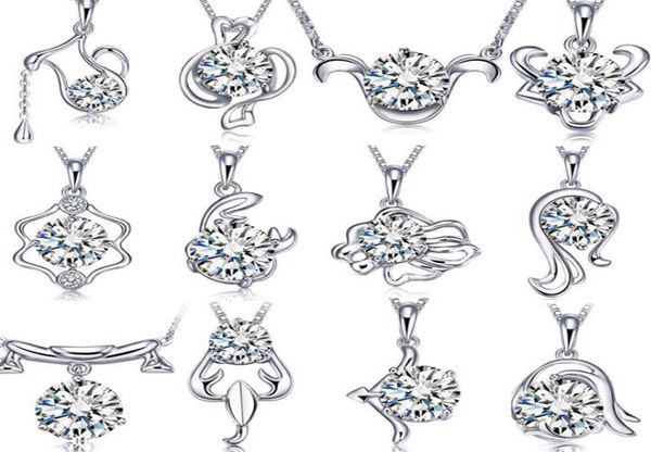 

925 sterling silver 12 star zodiac necklace zircon horoscope astrology galaxy constellation sign necklace birthday wedding gift7088258