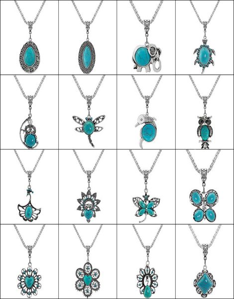 

classic turquoise pendant turquois necklace for women fashion accessories nature stone wedding necklace fashion jewelry 32 styles2055281, Silver