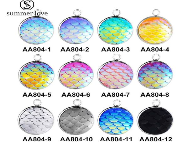 

diy jewelry stainless steel 14mm mermaid scale pendant charms for necklace earrings fish beauty scale charm jewelry making1412087, Bronze;silver