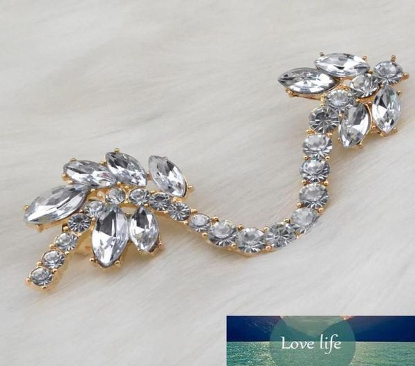 

rhinestone crystal leaves flower ear cuff earrings korea style silvergold plated metal5583381, Silver