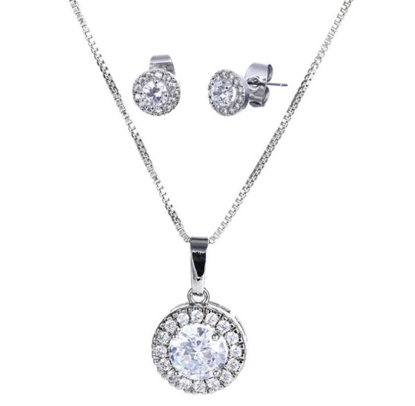

silver zircon wedding jewelry sets earrings necklace set fashion gifts for women bride 2018 new arrival2488714, White