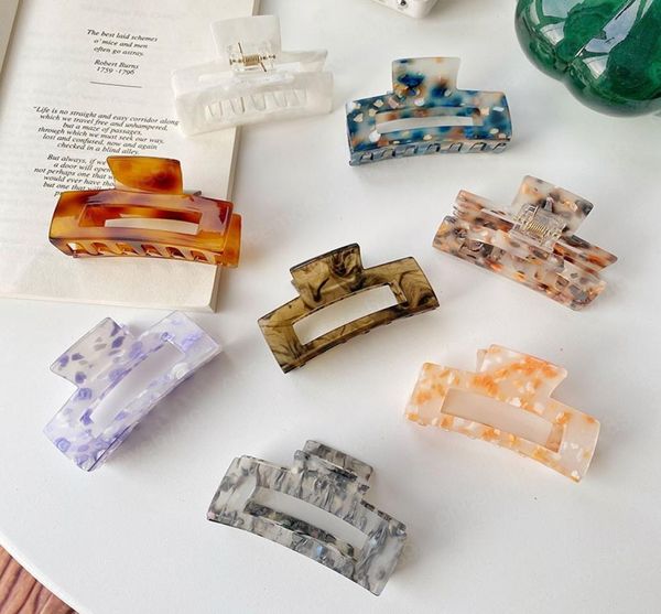 

acrylic marble hair claws korean rectangle hair clamp geometric barrette acetate hairpins women hair accessories9988787, Slivery;golden