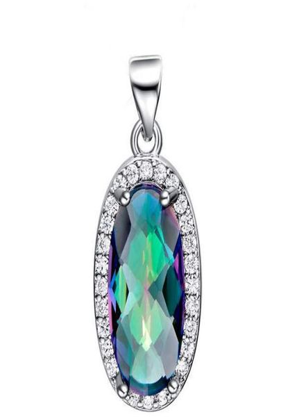 

10pcs luckyshine excellent shine oval multicolor natural mystic z gems silver zicon pendants necklaces holiday wedding party4426716