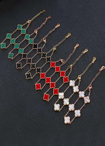 

danyuan green black white red steel clover bracelet012345496210, Golden;silver