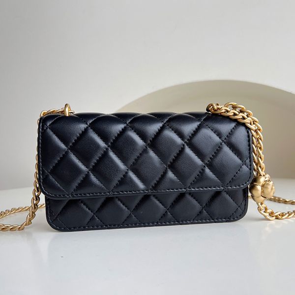 

designer baguette bags luxury mobile phone bags 1:1 quality lambskin chain bags 17cm with box mc072