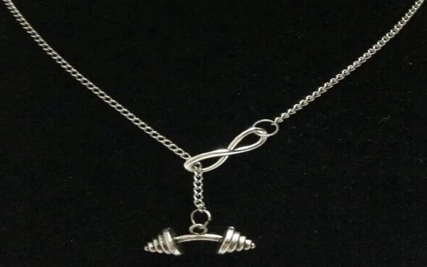 

5pcslot vintage ancient silverfitness dumbbellsstarfishtreasure keymoon charms collar sweater chain pendant necklace jewelry g1358441, Silver