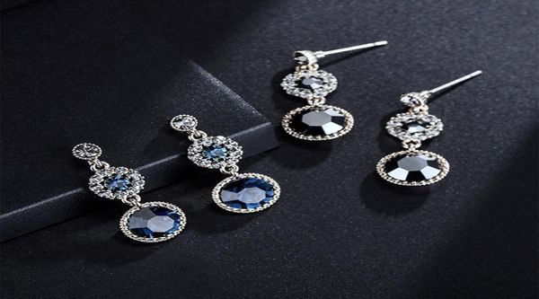 

retro personality blue black crystal zircon dangle earrings 2019 korean fashion banquet jewelry chic drop earrings for women5323634, Silver