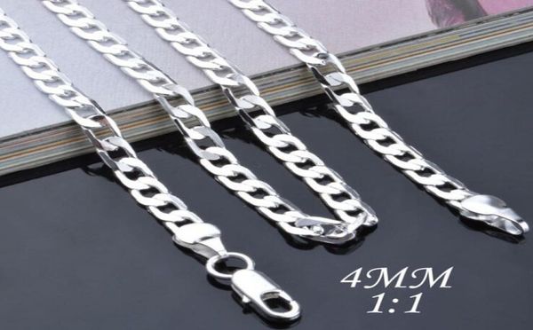 

4mm 925 sterling silver necklace curb chain figaro chain necklaces two style link italy 1624inch7046370