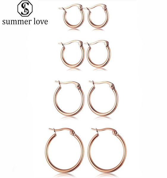 

classic multi size hoop earrings gold rose gold stainless steel earrings elegant simple jewelry for women girls gift wholez5535820, Silver