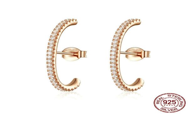 

februaryfrost brand minimalist 925 sterling silver simple geometric stud earrings for women t bar line zircon studs earring weddin9509549, Golden;silver
