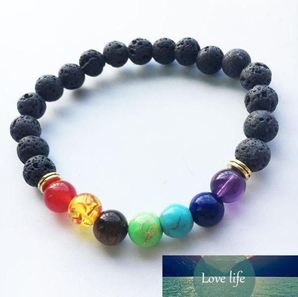 

beaded strands black lava volcanic stone 7 chakra braceletnatural stone yoga healing reiki prayer balance buddha beads2579206