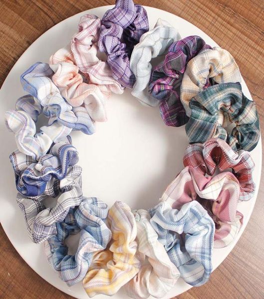 

women stripe plaid scrunchies autumn and winter fashion scrunchie for girls ponytail holders hair ring hair accessories4092478, Golden;silver