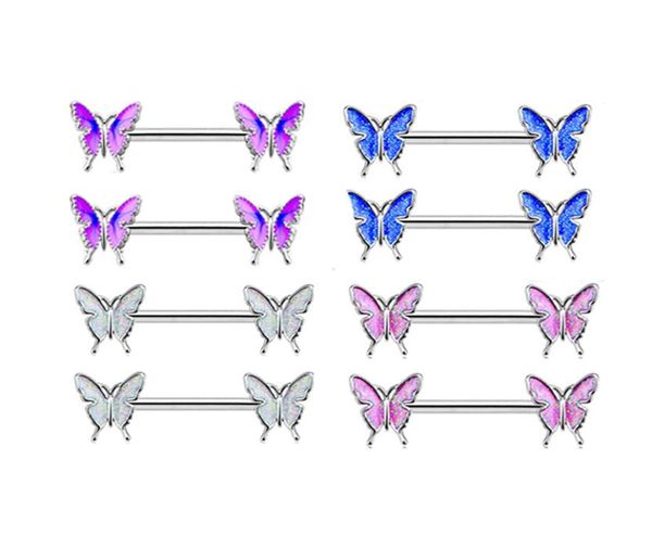 

stainless steel nipple piercing butterfly barbell shield charming rings women body piercing jewelry4644478, Silver
