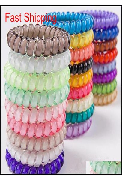 

rubber bands 25 colors 5 cm telephone wire cord gum tie girls elastic hair band ring rope candy color bracelet stretc3742298, Pink