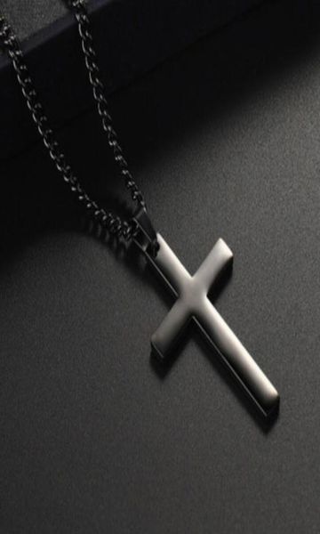 

new cross pendant necklace women men black chains stainless steel adjustable long necklaces jewelry gift wjl54134498237, Silver