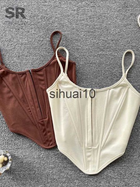 

women's t-shirt singreiny patchwork slim camisole women backless strap y2k crop zipper streetwear ladies fashion club summer tank j2306, White