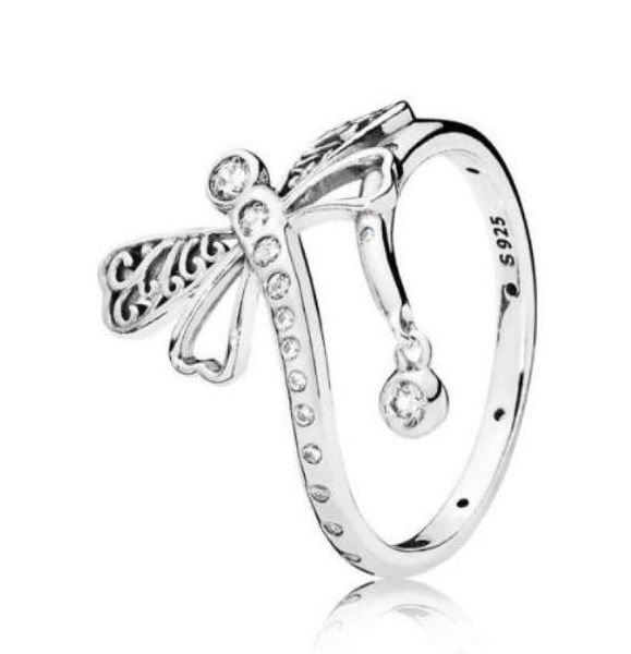 

original 925 sterling silver ring delicate dreamy dragonfly ring for women wedding engagement party gift fashion jewelry3793003, Slivery;golden