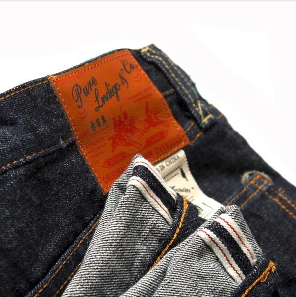 

23-it exploded desilted original color american standard straight tube retro heavy weight washed denim denim trendy pants, Blue