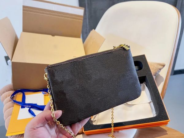 

classic check two zipped chain crossbody purse bag double zip pochette cross body monograms letter flower shoulder bags designer women handb