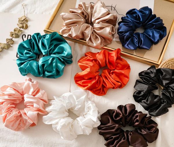 

oversized bright color hair scrunchies women silk scrunchie elastic hair bands girls headwear donut grip loop ponytail holder2277259, Pink
