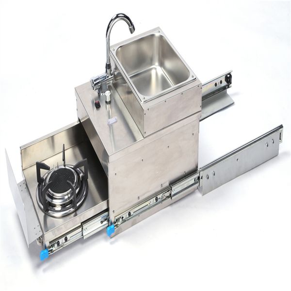 

stainless steel pull type gas stove with sink 480*400*315mm caravan rv gr-c006
