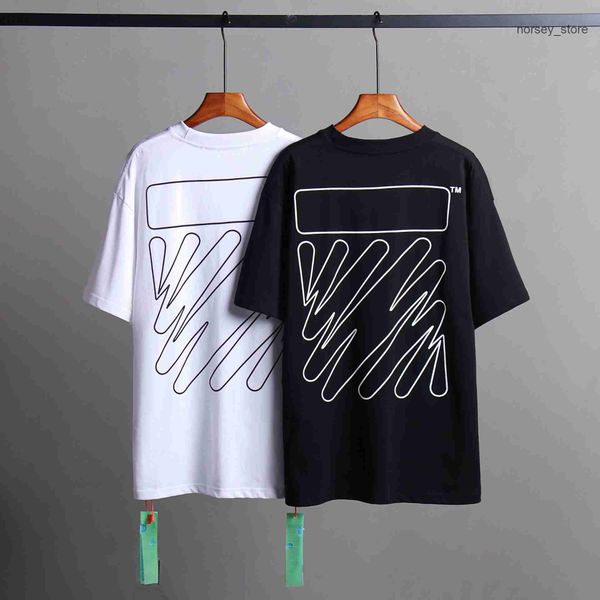 

2023 ss off w initial back minimalist line printed trendy short sleeves wype, White;black