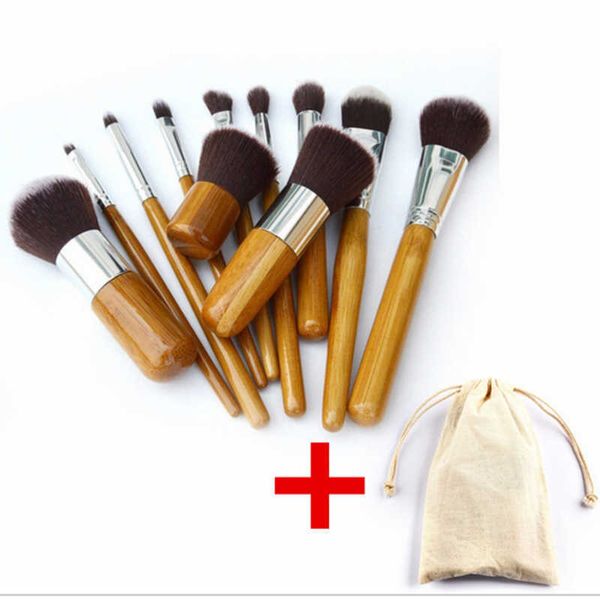 

professional brush 11pcs/lot bamboo handle makeup brushes,11pcs make up set cosmetics kits toolsgjb6