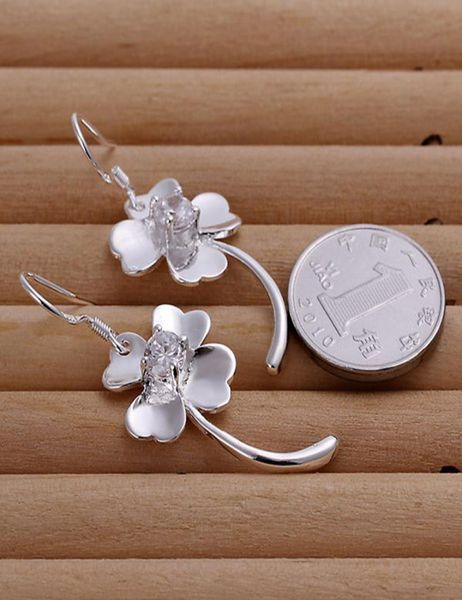 

fashion 925 sterling silver earring for womennew 2020 fine 925 silver leaf colover hook hoop dangle fancy stud earring xmas gift 3038199