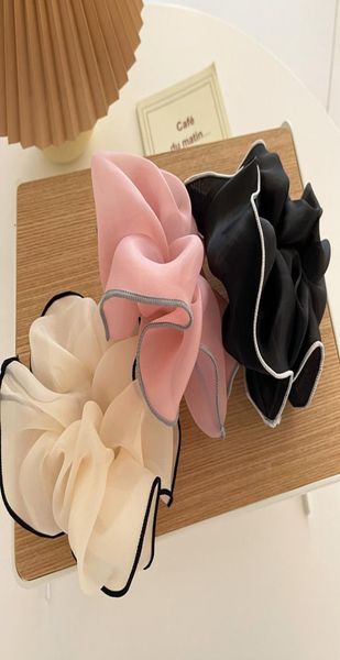 

elegant tulle organza hair ties oversized mesh scrunchies women hair accessories korean ponytail holder elastic hair rubber band5716924, Pink
