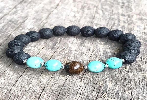 

mg0931 genuine hubei turquoise energy bracelet lava stone stretch bracelet trendy meditation yoga jewelry4853252, Black
