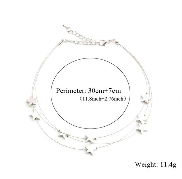 

fashion multilayer star choker necklace for women simple pentagram pendant chain necklaces korean sweet jewelry collares accessor4247845, Silver