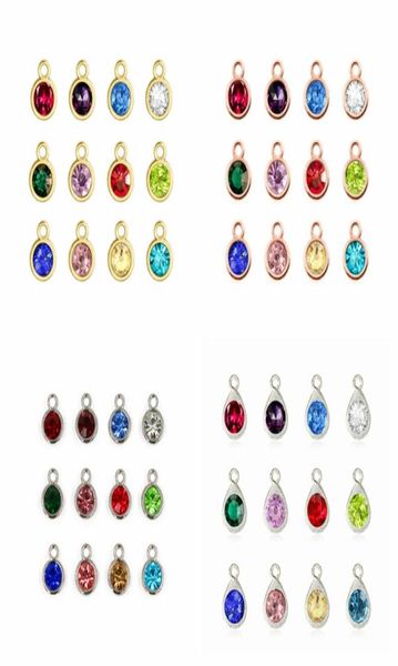 

12pcslot 12 colors birthstone charms necklace pendant hang charms pendant fit for necklace chain diy jewelry 6044911, Bronze;silver