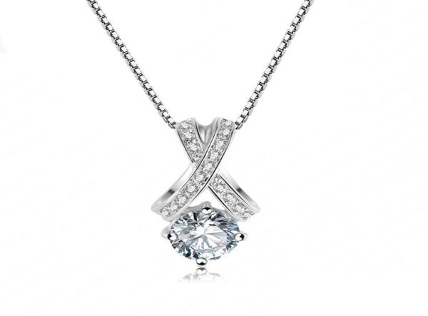 

zircon necklace simple trendy crystal pendant pretty choker necklace charm collar bijoux jewelry cz zircon stone necklaces8370903, Silver