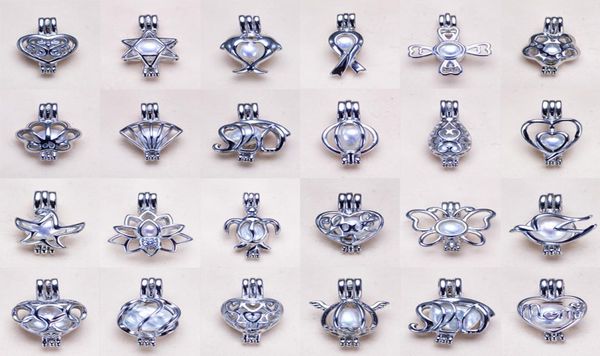 

2019 s925 sterling silver necklace locket cages pearl pendant set 24 styles diy necklace for women charm fashion jewelry gift9296691