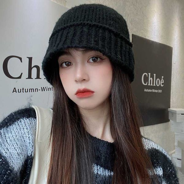 

caps wool knit hat soft warm fisherman beanie cap slouchy winter crochet knitted hat for women autumn wool hat r230627, Blue;gray