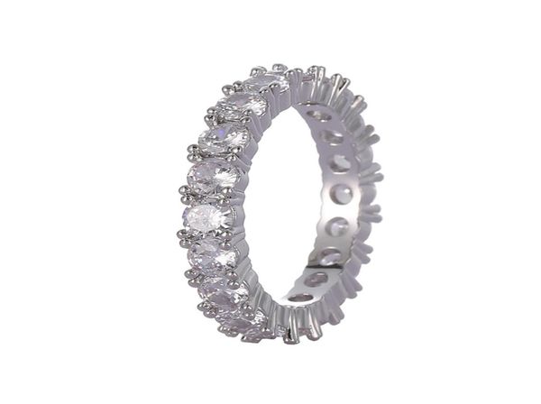 

4mm size 612 1 row tennis chain circle big baguette cubic zirconia hip hop ring for men women9127707, Silver
