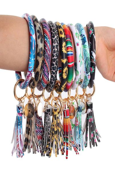 

leather wrap bracelets key ring leopard print chain wristband drip oil bangle keychain party gift tta16359741961, Silver