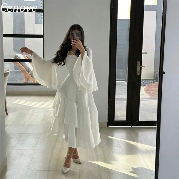 

urban dresses cenove long sleeves aline evening gown formal princess square collar bubble prom white party for women 2023 230627, White;black