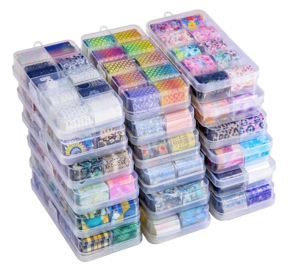 

10pcs holographic nail art transfer foil sticker 4x120cm starry ab laser paper wraps adhesive decals nails decoration accessories5747025, Black