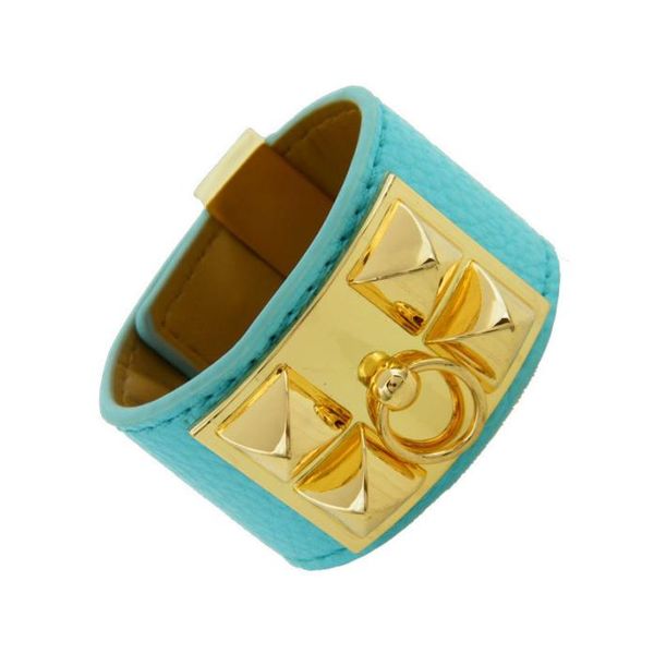

wholenew alloy fashion punk big rivets h bracelets for women pu leather skin cuff bracelet wide version gold bangles jewelry 4973443, Golden;silver