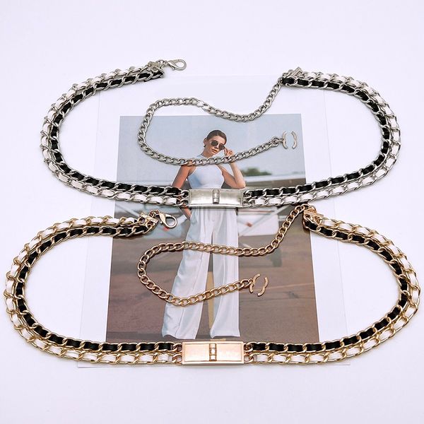 

metal chain belt letter belts women fashion versatile light luxury waist chains men designer belt gold silver chains