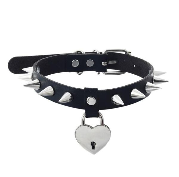 

chokers harajuku heart choker with spike leather collar for girls chocker goth necklace gothic cosplay accessories1655668, Golden;silver