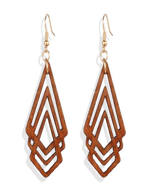 

new unique design geometric dangle earrings for women girl hollow wooden earrings european american creative vintage jewelry4131890, Silver