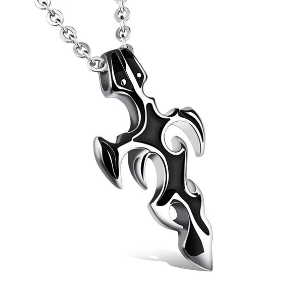 

chinese style sword symbol pendant necklace for men cross jewelry titanium steel necklace cowboy anti allergy boyfriend gift8380838, Silver