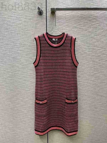 

basic & casual dresses designer 23 summer new celebrity style temperament age reducing fashion metal contrast knitted tank dress zhx0, Black;gray