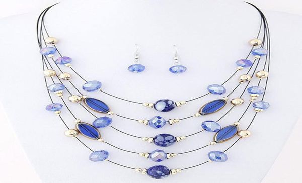 

brand design wild multilayer bohemia beads choker gem crystal necklace statement necklace pendants jewelry for women pt348871726, Silver