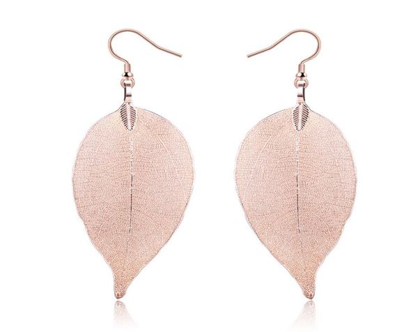 

fashion vintage humble chic natural true leaves pendant earrings lightweight filigree long dangle earring women charm accessories4481848, Silver