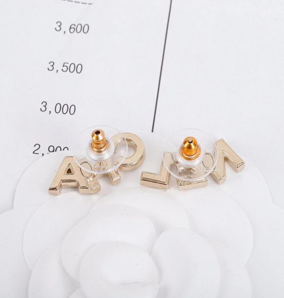 

letter shape with all diamond stud earring with box for women wedding jewelry gift ps47272854166, Golden