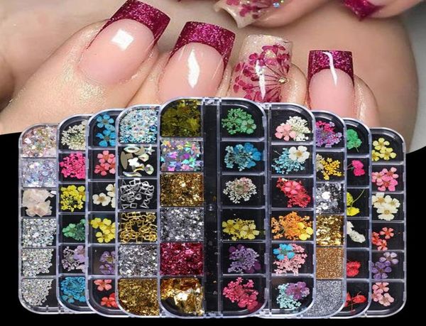 

dried flowers glitter flakes mix nail decorations floral leaf sticker jewelry summer beauty diy accessories9721584, Silver;gold