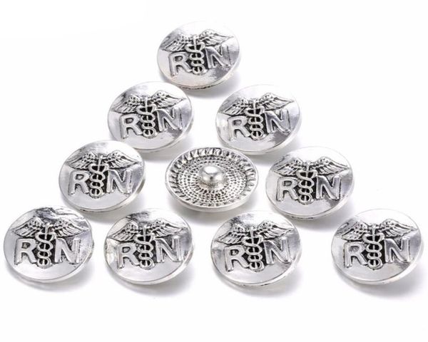 

10pcs snap jewelry nurse rn metal snap buttons for 18mm snap bracelet bangles7828312, Bronze;silver